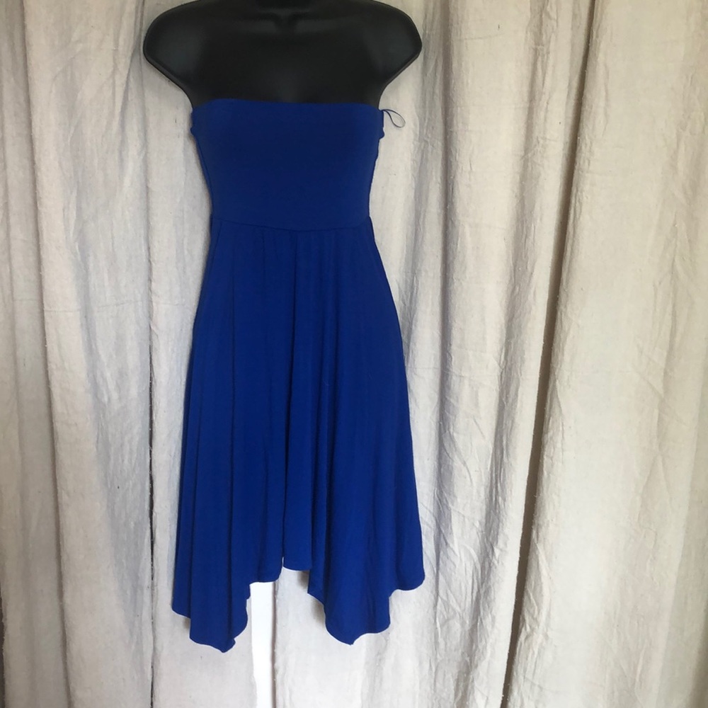 Express strapless blue dress